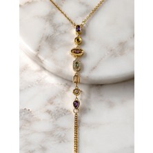 Xuping Jewelry Kadın Vıp Seri Kararmaz Altın Kaplama Geometrik Renkli Taşlı Lüks Şahmeran