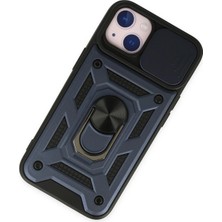 Uravas Store Mey Ithalat®   iPhone 14 Kılıf Pars Lens Yüzüklü Silikon - Lacivert