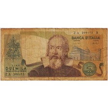Banknoting Italya 2000 Liret 1973 Gelileo Temalı Sararmış. Italya 2000 Liret 1973 Gelileo Temalı Sararmış.