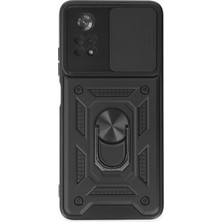Uravas Store Mey Ithalat®   Poco X4 Pro 5g Kılıf Pars Lens Yüzüklü Silikon - Siyah