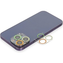 Uravas Store Mey Ithalat®   iPhone 12 Pro Max Renkli Kamera Lens Koruma Cam - Sarı-Turuncu