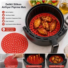 Şirin Home Delikli Silikon Airfryer Pişirme Matı Yuvarlak Yapışmaz Isıya Dayanıklı Kolay Temizlenir