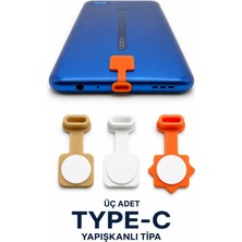 Emre Bilişim Type-C Yapışkanlı Telefon Toz Önleyici Tıpa - Kaybolmayan Şarj Soketi Koruyucu (3'lü Paket)