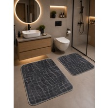 Halı Atölyesi Premium 2'li Banyo Paspas Seti Kaymaz Taban Yumuşak Dokulu 60X100 & 50X60