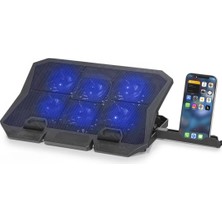 Uravas Store Laptop Soğutucu 6 Fan LED Telefon Standlı - Siyah HDX4254