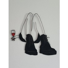 Liya3D Şarap Kadehli Kadın Silüeti Metal Duvar Dekoru 23X23 cm – Modern Minimalist Siyah Tablo