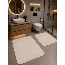 Halı Atölyesi Premium 2'li Banyo Paspas Seti Kaymaz Taban Yumuşak Dokulu 60X100 & 50X60