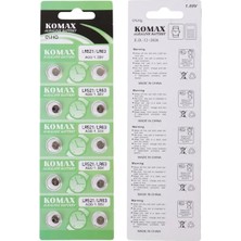 Uravas Store Komax Ag-0 Alkalin LR521/379 Düğme Pil 10'lu Paket