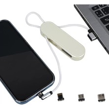 Uravas Store Powermaster PM-25905 Beyaz 3in1 (Type C- Lightning-Micro Usb) Manyetik Uç Taşınabilir Şarj Kablosu