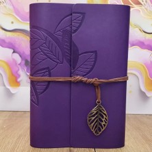 Uravas Store Yaprak Desenli Çizgisiz Deri Defter Mor