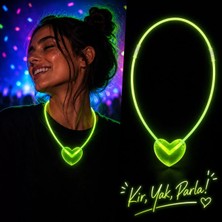 Uravas Store Neon Işıklı Fosforlu Kalp Parti Kolyesi Yeşil Renk