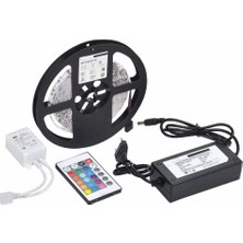 Uravas Store 5 mt 3 Cipli Rgb Şerit LED Silikonlu Adaptör Uzaktan Kumanda Tak Çalıştır