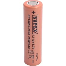 Uravas Store Supex 18650-2500 3.7V 2500 Mah Düz Kafa Li-Ion Pil