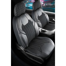 Freshstart Toyota Yaris Cross Yarı Deri Oto Koltuk Kılıfı Ön Arka Set Siyah Beyaz Lotus Serisi Fsr