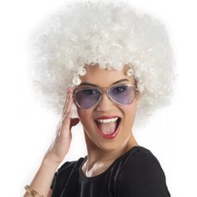 Uravas Store Beyaz Renk Kıvırcık Afro Bonus Peruk