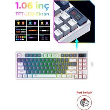 TeknoKapsül Havit Gamenote KB884L Rgb Mekanik Türkçe Klavye 1.06INÇ Tft-Lcd Ekran - Red Switch