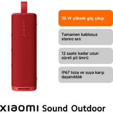 TeknoKapsül Xiaomi Sound Outdoor 30W IP67 Taşınabilir Bluetooth Hoparlör Kırmızı (Xiaomi Türkiye Garantili)