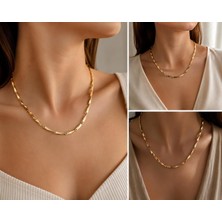 14K Altın Kaplama Kemik Model Kolye 50 cm