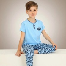 Erca Home Tekstil Ürünleri %100 Pamuklu Rahat Kalıp Pijama Mavi 6y,7y,8y,9y Erkek