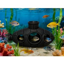 Liya3D 12 cm Denizaltı Akvaryum Dekoru – Petg Malzemeden Üretilmiş Balık Saklanma Alanı – Siyah
