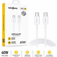 Teknoway  ARF131 60W Type-C To Type-C Hızlı Şarj Kablosu