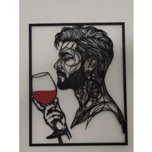Liya3D Şarap Temalı Erkek Silüet Duvar Tablosu | Modern 3D Baskı Dekoratif Çerçeve 23×22 Cm| Pla Duvar Dekoru