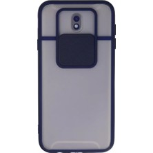 Uravas Store Samsung Galaxy J7 Pro / J730 Kılıf Palm Buzlu Kamera Sürgülü Silikon - Lacivert