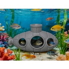 Liya3D Gri Denizaltı Akvaryum Dekoru 12 cm – Petg Balık Saklanma Alanı – 3D Baskı Akvaryum Süsü