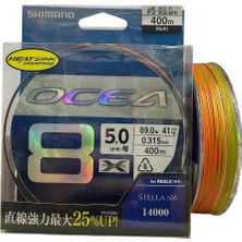 Shimano Ocea 8 Braid 400MT 0.315MM 5.0pe 41KG Ip Örgü Misina Multi Color