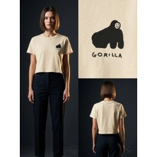 Pod Gülen Gorilla Ile Tarzını Yansıt! Crop Top T-Shirt
