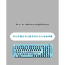 Uravas Store Mey Ithalat® Kablosuz Retro Klavye ve Mouse Seti – 104 Tuşlu, Sessiz Yazım