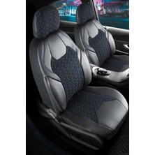 Freshstart Toyota Yaris 2006-2008 Yarı Deri Oto Koltuk Kılıfı Ön Arka Set Siyah Mavi Lotus Serisi Fsr