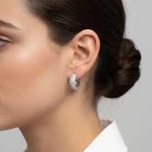 Moncuk Design Tam Taş Kaplama Kalın Halka Model Vıp Kadın Küpe 3351KKUV004