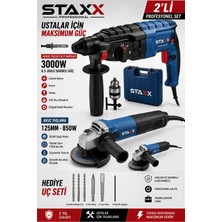 Staxx Power 2'li Dev Usta Seti | 3000W Hilti + 1500W Spiral | Beton Demir Metal Ahşap Kesim Delme Kırma Full