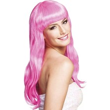 Uravas Store Soft Pembe Renk Uzun Düz Parti Peruğu