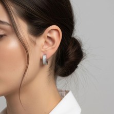 Moncuk Design Mikro Taşlı Kalın Halka Model Vıp Küpe Beyaz-Sarı 3351KKUV003