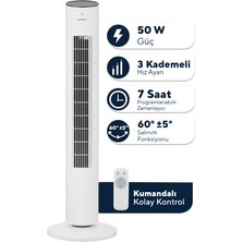 TeknoKapsül Kumtel KTF-360 Kule Tipi Vantilatör Beyaz
