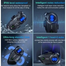 Uravas Store Y5X Rgb Işıklı Intercom 5 Kişi Bağlantılı 1000MAH Motosiklet Bluetooth Kulaklık Seti