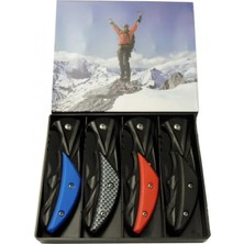 Uravas Store Klipsli 4 Lü Set Metal  16 cm Kamp / Outdoor Çakı  - Yarı Otomatik, Kemerlikli, Kutulu