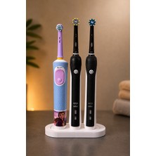 Genel Markalar 3’lü Elektrikli Diş Fırçası Standı Oral-B Uyumlu Beyaz Tezgâh Üstü Organizer