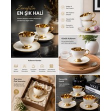 Uravas Store Shopwave Luxury Yaldızlı Beyaz 6 Kişilik Kahve Fincan Takımı 90 ml (0177)