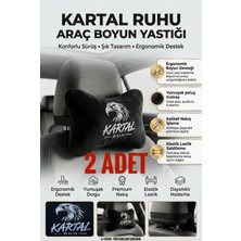 Peluş Kartal Taraftar Nakışlı Oto Boyun Yastığı (2 Adet) Araç Koltuk Boyun Destek Yastığı Seti Oto Aksesuar