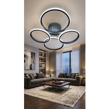 G-Light 4 Lü Yuvarlak Siyah Modern Plafonyer LED Avize
