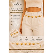 Yurish Kadın Gold Midye Figürlü Bel Zinciri Kemer - Elbise Pantolon ve Etek Uyumlu Şık Aksesuar