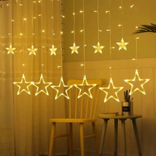 Uravas Store Yıldız Sarkıtlı Perde LED Aydınlatma - 3m Genişlik, 8 Modlu, Günışığı Renk,ev Süsleme Işığı