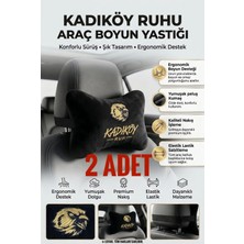 Peluş Kadıköy Taraftar Nakışlı Oto Boyun Yastığı (2 Adet) Araç Koltuk Boyun Destek Yastığı Seti Oto Aksesuar