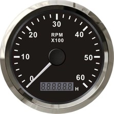 Empressco Tekne Devir Göstergesi, 6000RPM, 100MM, Motor Zaman Saatli, Siyah