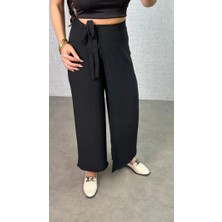 Efnaz Style Kadın Beli Lastikli Bağcık Detay Aerobin Kumaş Etek Pantolon