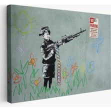 Trezon Bansky'nin Makineli Tüfekli Çocuk Isimli Eseri Kanvas Tablo, No PARKING-5008