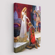 Trezon The Accolade - Edmund Blair Leighton Şövalyenin Kraliçeye Sadakat TABLOSU-6460